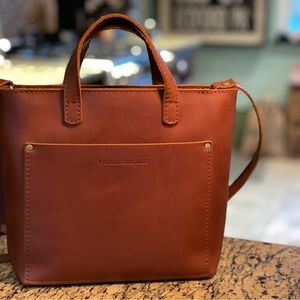 Portland Leather Goods Mini Crossbody Tote in Honey
